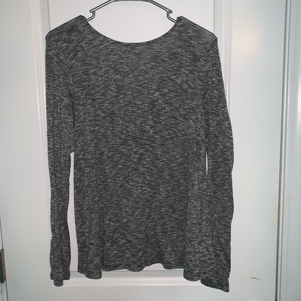 scoop neck sweater with a low back